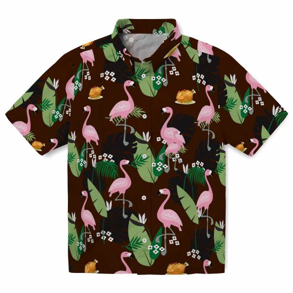 Thanksgiving Flamingo Leaf Motif Hawaiian Shirt Best selling