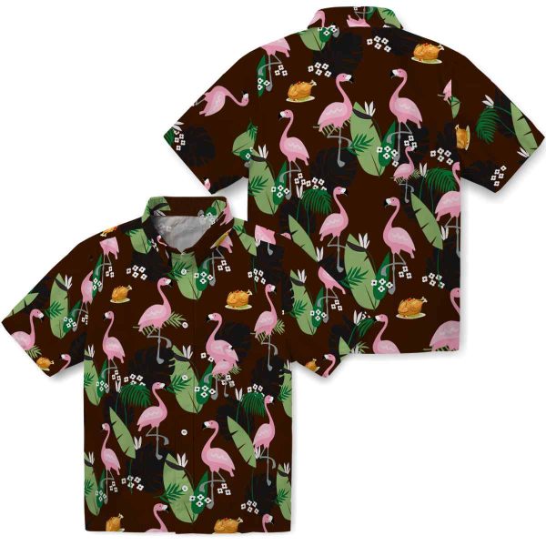 Thanksgiving Flamingo Leaf Motif Hawaiian Shirt Latest Model