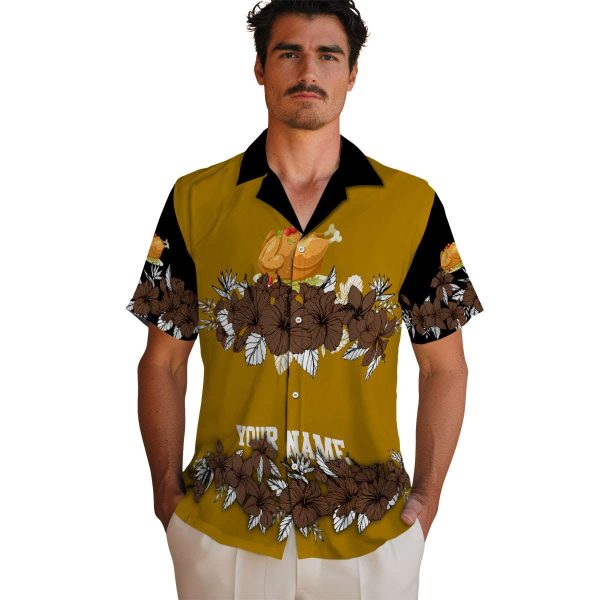 Thanksgiving Hibiscus Stripe Hawaiian Shirt High quality