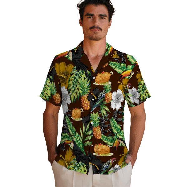 Thanksgiving Toucan Hibiscus Pineapple Hawaiian Shirt High quality