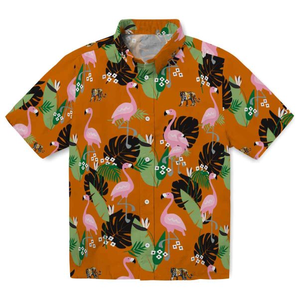 Tiger Flamingo Leaf Motif Hawaiian Shirt Best selling