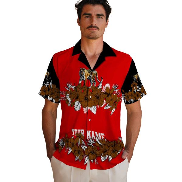 Tiger Hibiscus Stripe Hawaiian Shirt High quality