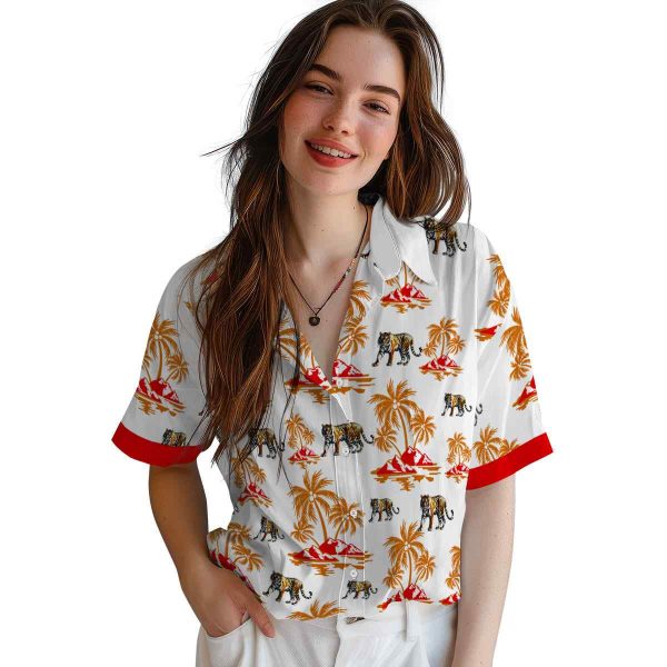 Tiger Palm Island Print Hawaiian Shirt Trendy