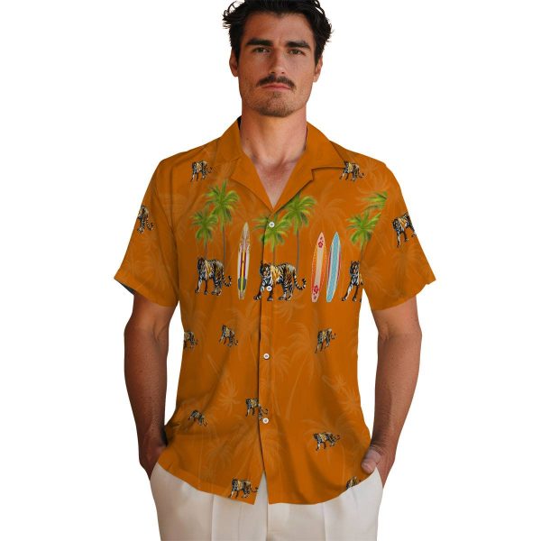 Tiger Surfboard Palm Hawaiian Shirt High quality