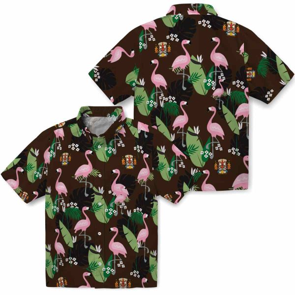 Tiki Flamingo Leaf Motif Hawaiian Shirt Latest Model