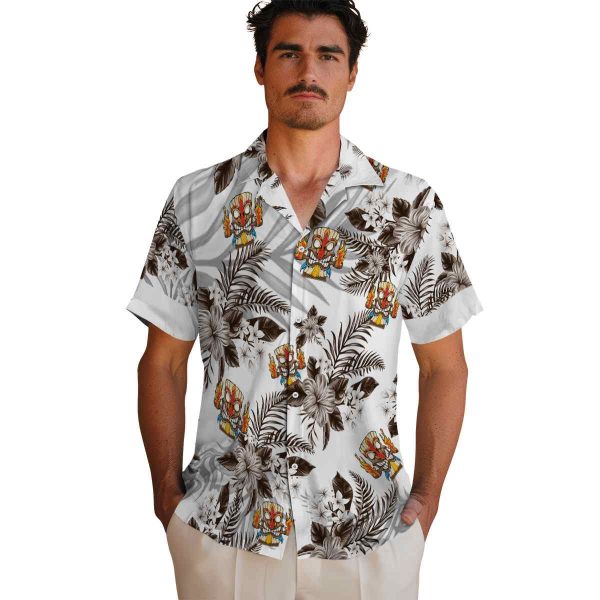 Tiki Hibiscus Palm Leaves Hawaiian Shirt High quality