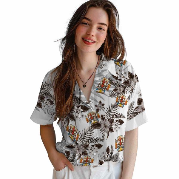 Tiki Hibiscus Palm Leaves Hawaiian Shirt Trendy