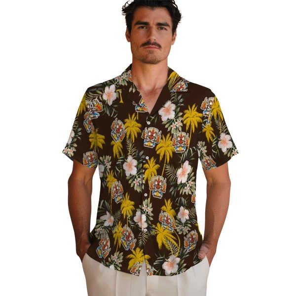 Tiki Palm Tree Flower Hawaiian Shirt High quality