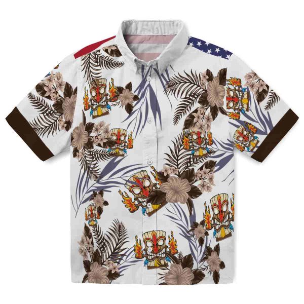 Tiki Patriotic Hibiscus Design Hawaiian Shirt Best selling