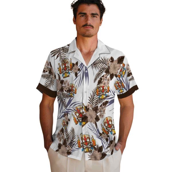 Tiki Patriotic Hibiscus Design Hawaiian Shirt High quality