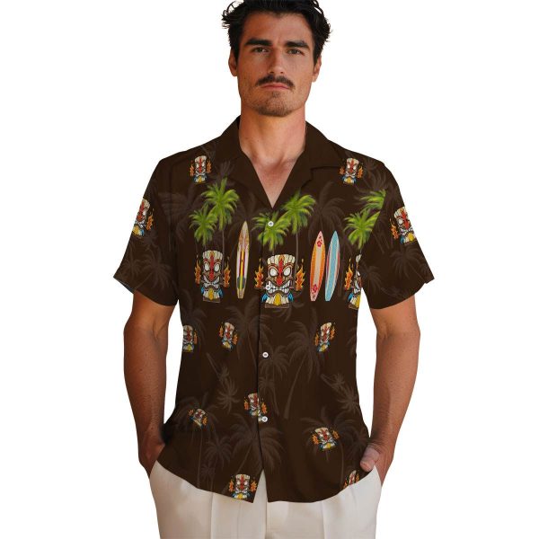 Tiki Surfboard Palm Hawaiian Shirt High quality