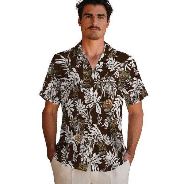 Tiki Tropical Leaf Hawaiian Shirt High quality