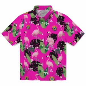 Trippy Flamingo Leaf Motif Hawaiian Shirt Best selling