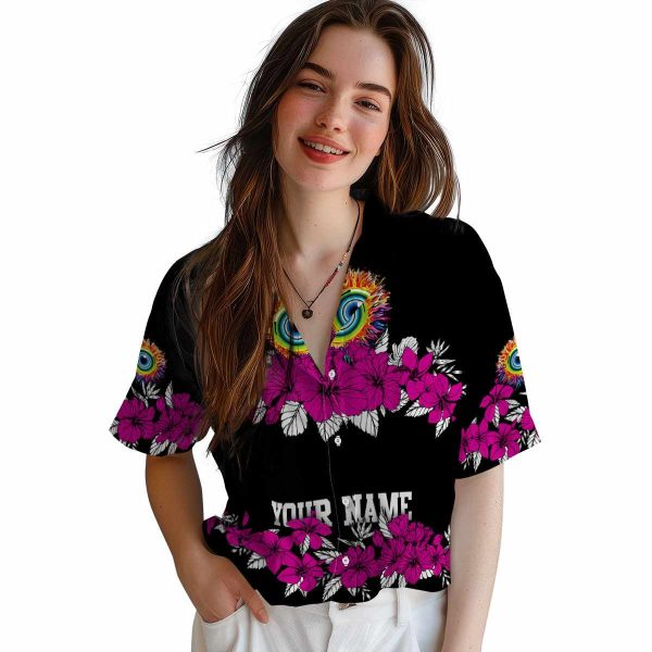 Trippy Hibiscus Stripe Hawaiian Shirt Trendy