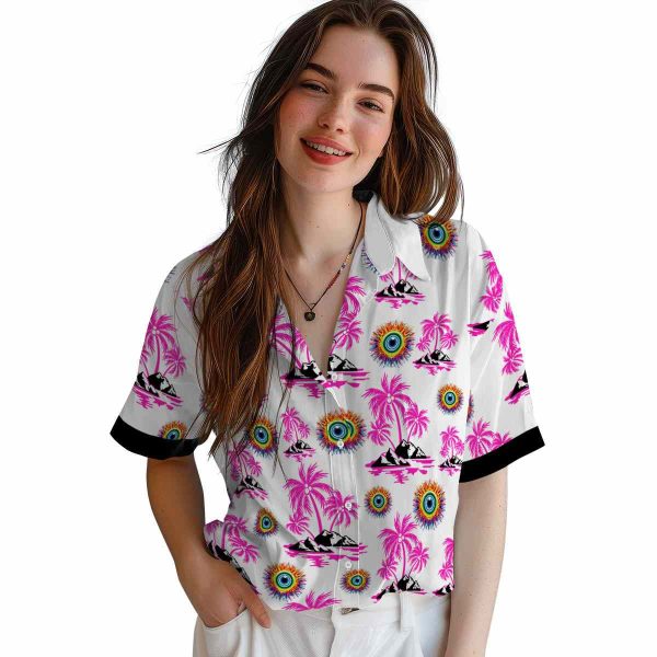 Trippy Palm Island Print Hawaiian Shirt Trendy