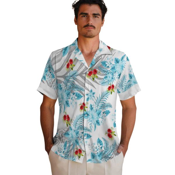 Tropical Hibiscus Palm Leaves Hawaiian Shirt High quality