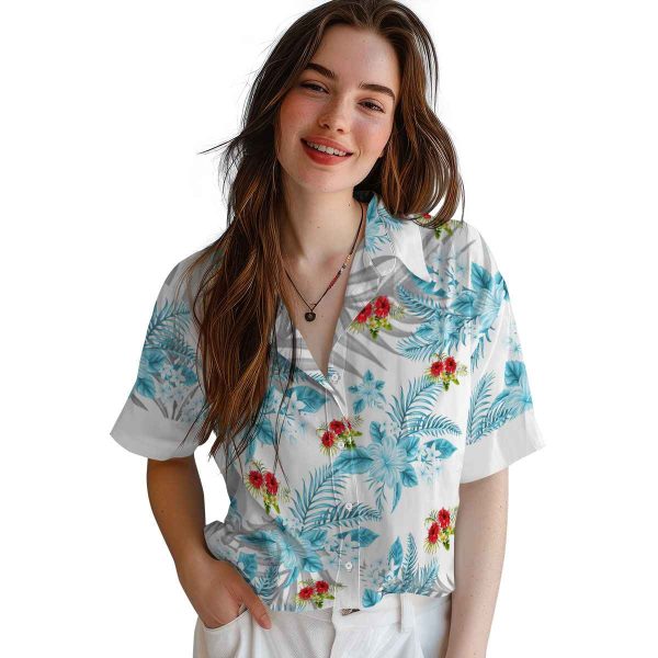 Tropical Hibiscus Palm Leaves Hawaiian Shirt Trendy