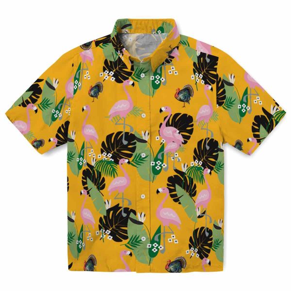 Turkey Flamingo Leaf Motif Hawaiian Shirt Best selling