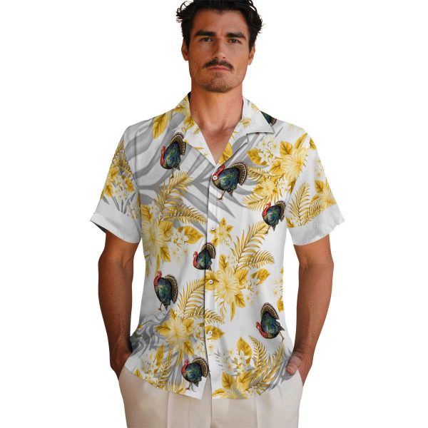 Turkey Hibiscus Palm Leaves Hawaiian Shirt High quality