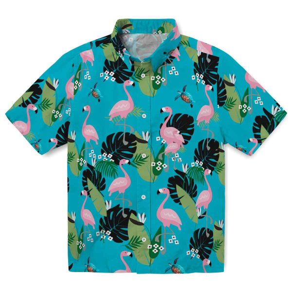 Turtle Flamingo Leaf Motif Hawaiian Shirt Best selling