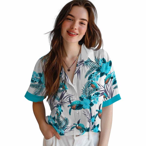 Turtle Patriotic Hibiscus Design Hawaiian Shirt Trendy