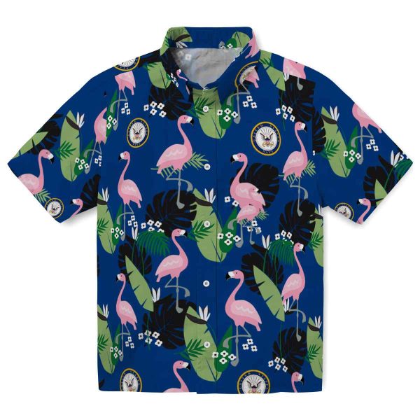 US Navy Flamingo Leaf Motif Hawaiian Shirt Best selling