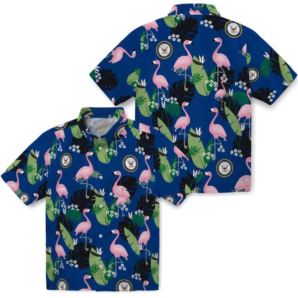 US Navy Flamingo Leaf Motif Hawaiian Shirt Latest Model