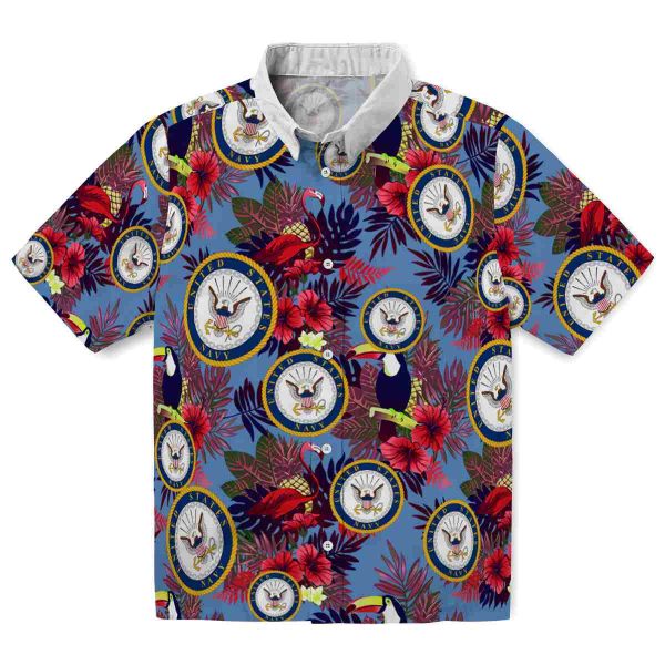 US Navy Floral Toucan Hawaiian Shirt Best selling