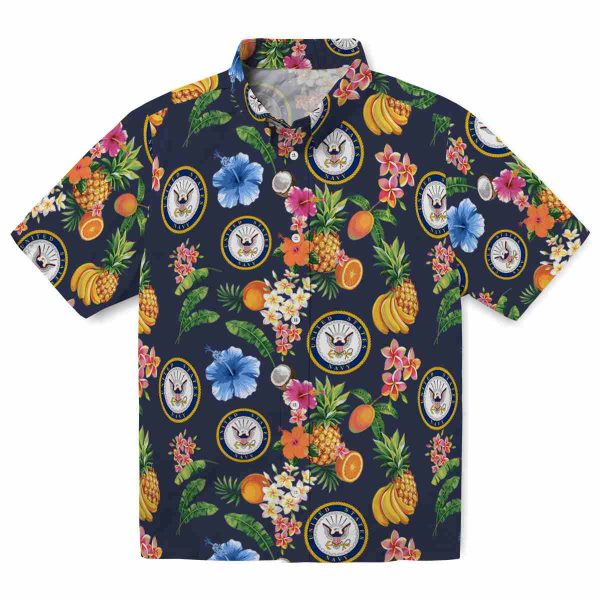 US Navy Hibiscus And Fruit Hawaiian Shirt Best selling