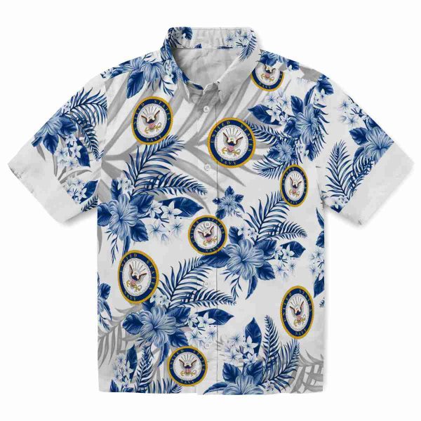 US Navy Hibiscus Palm Leaves Hawaiian Shirt Best selling