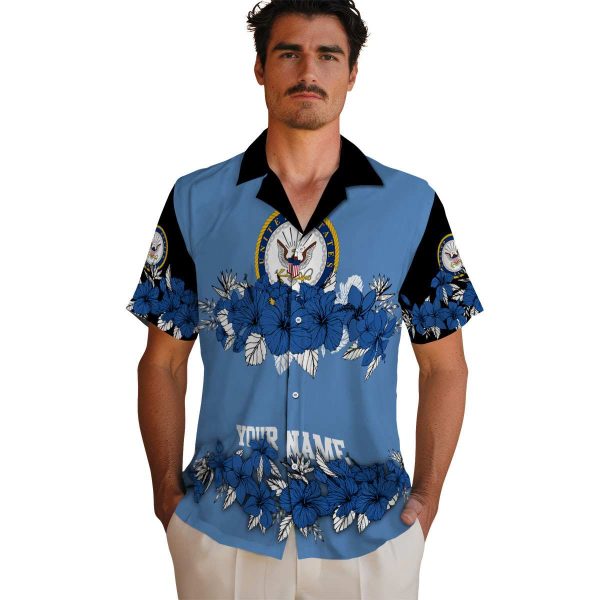 US Navy Hibiscus Stripe Hawaiian Shirt High quality