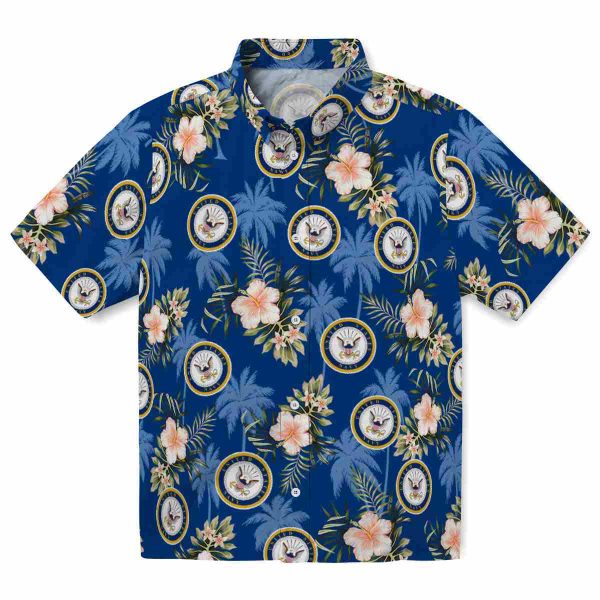 US Navy Palm Tree Flower Hawaiian Shirt Best selling