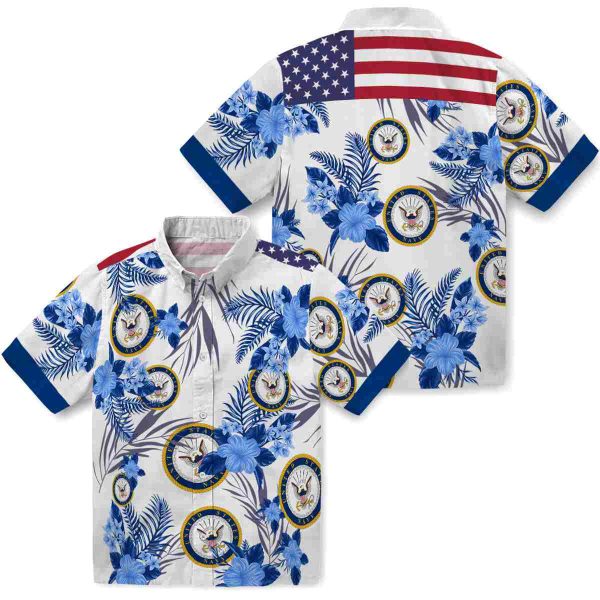 US Navy Patriotic Hibiscus Design Hawaiian Shirt Latest Model