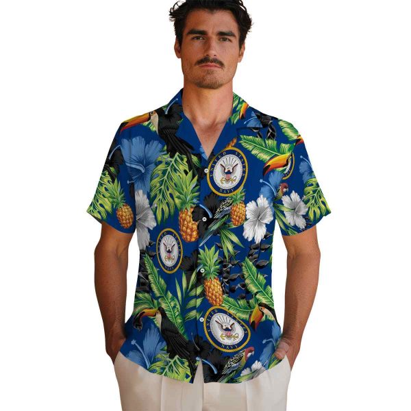 US Navy Toucan Hibiscus Pineapple Hawaiian Shirt High quality