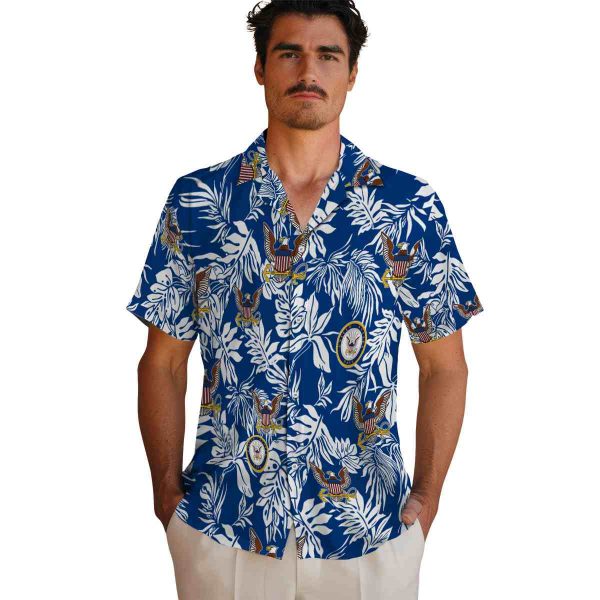 US Navy Tropical Leaf Hawaiian Shirt High quality