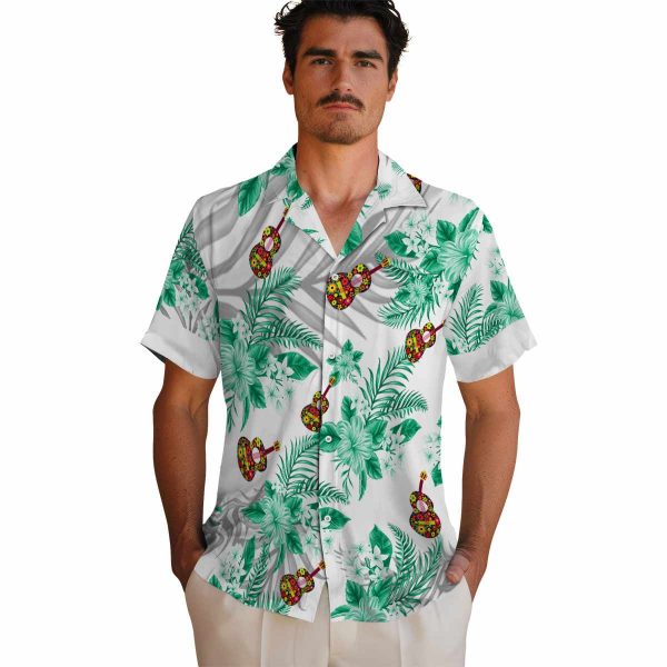 Ukulele Hibiscus Palm Leaves Hawaiian Shirt High quality