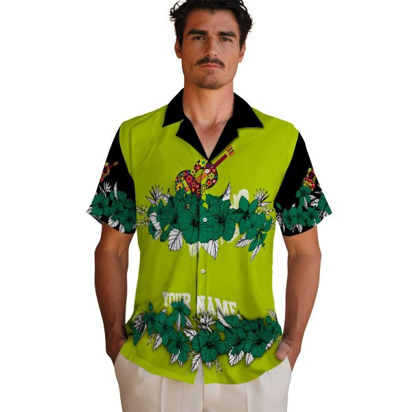 Ukulele Hibiscus Stripe Hawaiian Shirt High quality