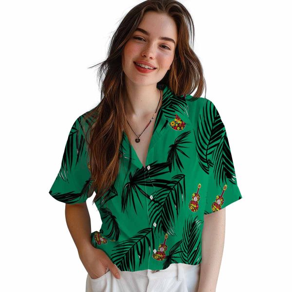 Ukulele Palm Leaf Hawaiian Shirt Trendy