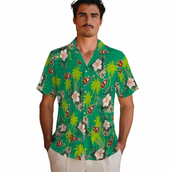 Ukulele Palm Tree Flower Hawaiian Shirt High quality