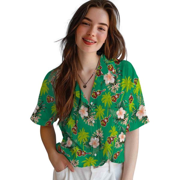 Ukulele Palm Tree Flower Hawaiian Shirt Trendy