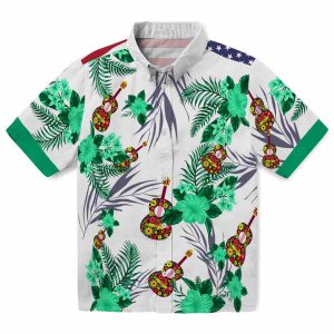 Ukulele Patriotic Hibiscus Design Hawaiian Shirt Best selling