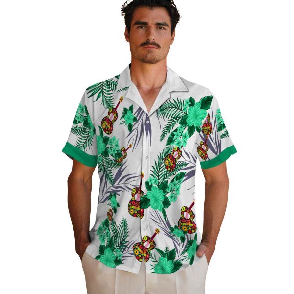 Ukulele Patriotic Hibiscus Design Hawaiian Shirt High quality