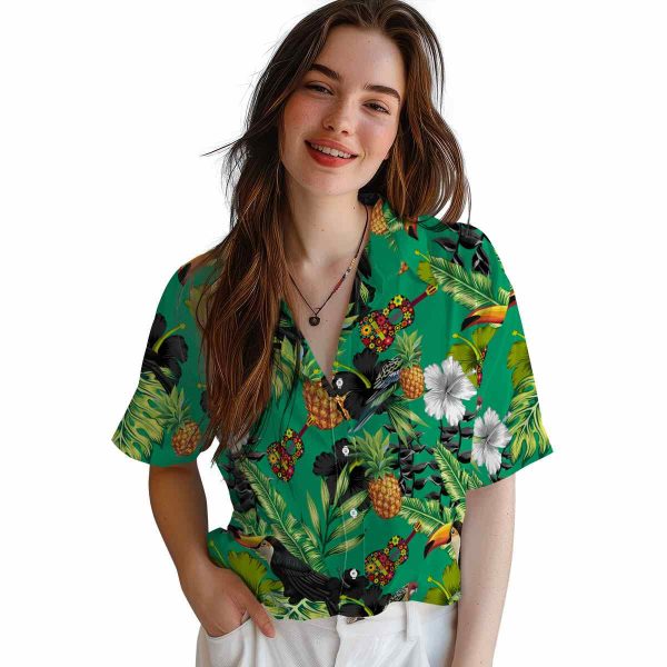 Ukulele Toucan Hibiscus Pineapple Hawaiian Shirt Trendy