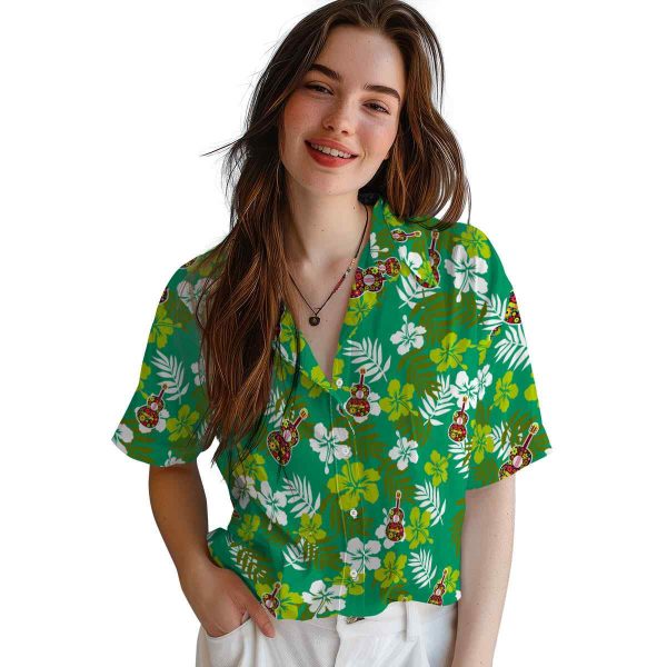 Ukulele Tropical Floral Hawaiian Shirt Trendy