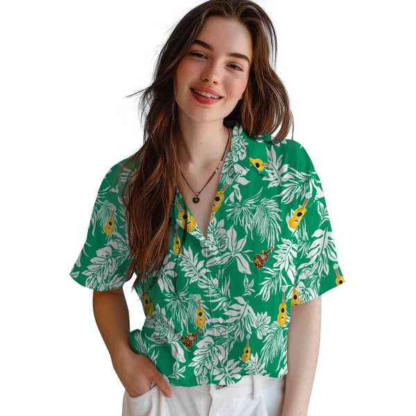 Ukulele Tropical Leaf Hawaiian Shirt Trendy