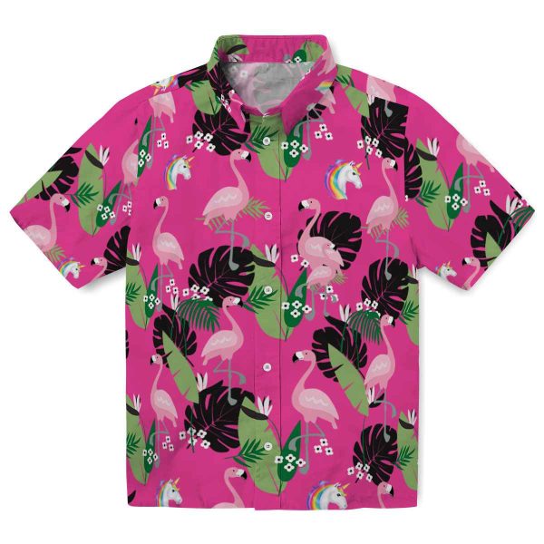 Unicorn Flamingo Leaf Motif Hawaiian Shirt Best selling