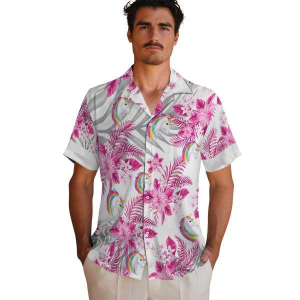 Unicorn Hibiscus Palm Leaves Hawaiian Shirt High quality