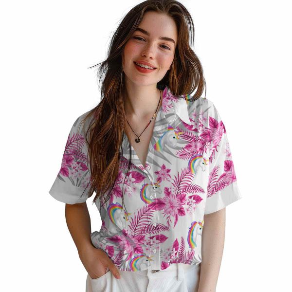 Unicorn Hibiscus Palm Leaves Hawaiian Shirt Trendy