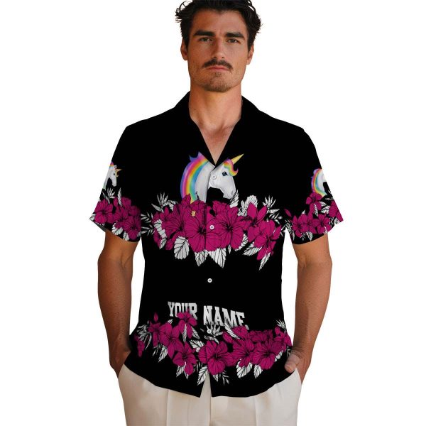 Unicorn Hibiscus Stripe Hawaiian Shirt High quality