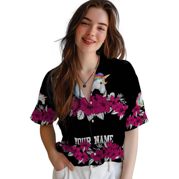 Unicorn Hibiscus Stripe Hawaiian Shirt Trendy